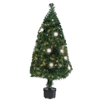 Trade Shop Trade Shop - Albero Di Natale Fibra Ottica Flower 90cm 100 Punte Con 12 Fiori Colore Verde