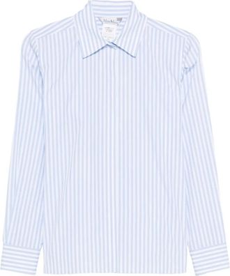 Max Mara Striped Poplin Shirt - Dames - Overhemden - Blauw - 2XS - Katoen - Overhemden