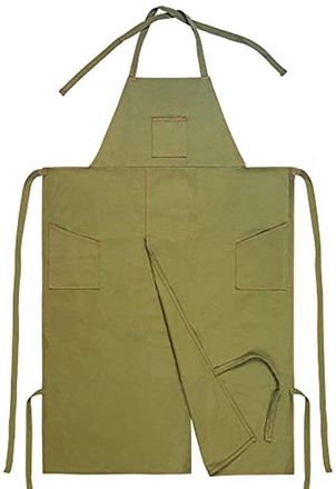 OEM Delantal De Lona, Pantalones Largos Repelentes Al Agua Con Abertura En La Pierna, Delantal Con Bolsillos, Verde