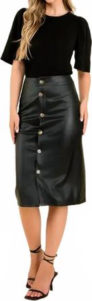 THML Clothing Milan Faux Leather Midi Skirt In Black