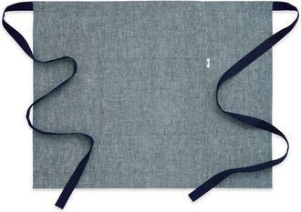 Solino Home Linen Apron 21 x 27 Inch for Dining Table, Holiday and Everyday Table Decor - Classic Linen Bistro Apron in Denim Blue /Navy at