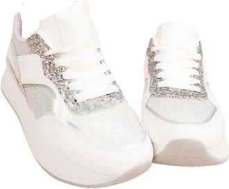 Ikrush Chunky Glitter Lace-up Trainerscasual Low Ankle Regular Casual Silver