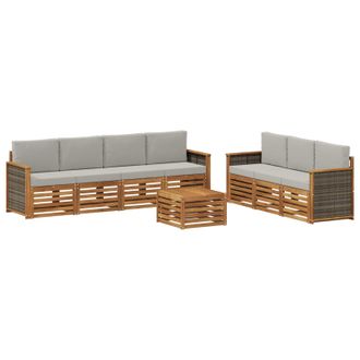 vidaXL Juegos De Sof&aacute;s Con Coj&iacute;n 8 Pcs Madera De Acacia S&oacute;lida Vidaxl