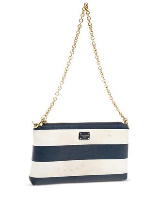 Dolce & Gabbana Gestreepte leren schoudertas met kettinghengsel - Blauw