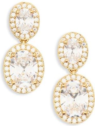 Nadri Halo Cubic Zirconia Drop Earrings in Gold at Nordstrom Rack