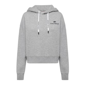 Chiara Ferragni Hooded katoenen sweatshirt met logo - Dames - Hoodies - Grijs - S - Katoen - Hoodies & sweatvesten