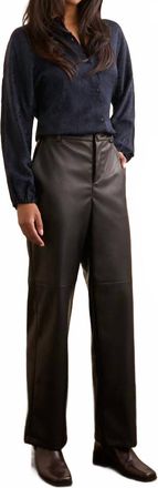 Tribal Faux Leather Straight Leg Trousers In Black