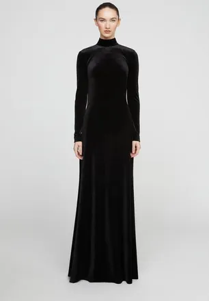 Halston Heritage Kaia Velvet Gown in Black at Nordstrom, Size 12