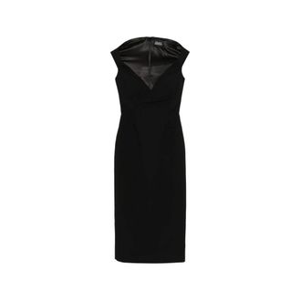 Solace London Monica Midi Jurk - Dames - Casual kleedjes - Zwart - S - Kleedjes