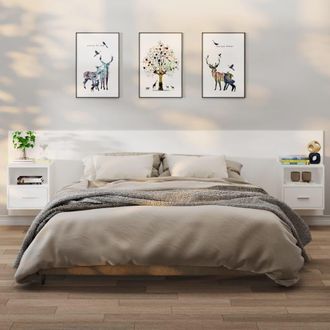 vidaXL Mesitas De Noche De Pared 2 Unidades Blancas Vidaxl