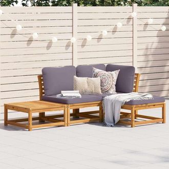 vidaXL Vidaxl - Set De Muebles De Jard&iacute;n 4 Pzs Y Cojines Madera Maciza Acacia