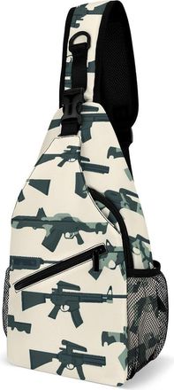 Generic Military Guns Unisex Shoulder Bags Casual Crossbody Chest Bag Sling Backpack for Hiking Cycling Travel