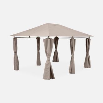 Sweeek Heavy Duty 3x4m Gazebo With Curtains in Brown