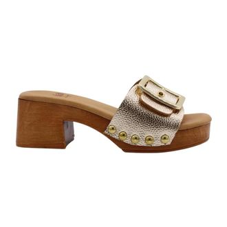 &Egrave; Mia Houten Klompen Hobart Stijl - Dames - Muiltjes - Geel - 37 EU - Schoenen
