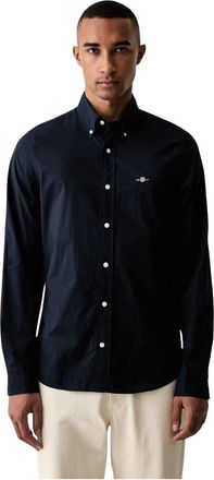 GANT Slim Fit Poplin Overhemd - Heren - Casual Overhemden - Blauw - L - Katoen - Overhemden