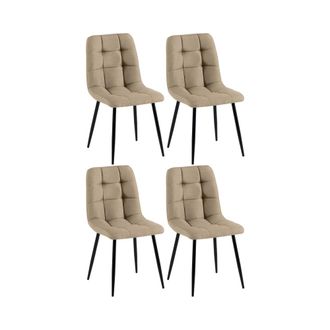 Clp Set De 4 Silla de comedor con asiento de Tela Gris topo