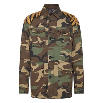 Philipp Plein Jassen, Heren, Groen, L, Katoen, Safari Katoenen Jas