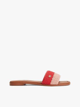 Tommy Hilfiger Logo Plaque Colour-Blocked Woven Mules