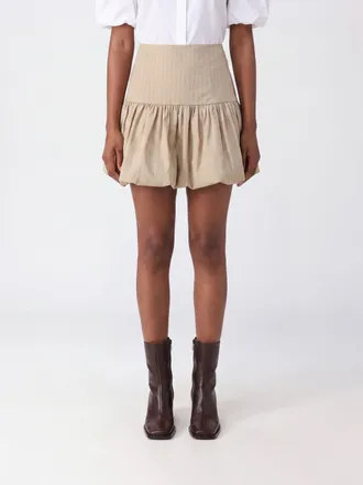 Ganni Striped Linen-Cotton Blend Balloon Mini Skirt