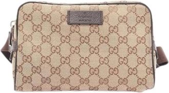 Gucci Pre-owned GG Canvas Waist Bag - Heren - Vintage Heuptassen - Beige - ONE Size - Leer - Vintage