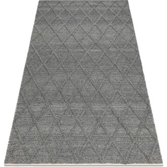RugsX Rugsx - Alfombra De Lana Tahar 99001k Antracita - Tejida A Mano Bucle, Rombos, Boho Grey 120x180 Cm