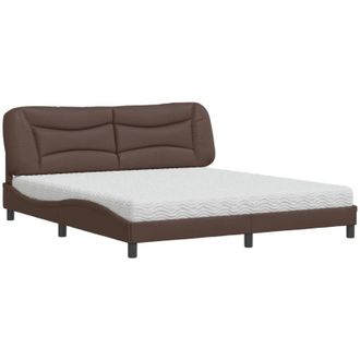 vidaXL Cama Con Colch&oacute;n Hvar Cuero Sint&eacute;tico Marr&oacute;n 180x200 Cm Vidaxl