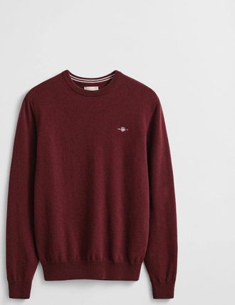 GANT Mens GANT Mens Superfine Lambswool Crew Neck Jumper - 677 Bordeaux Melange - Red - Size: 40