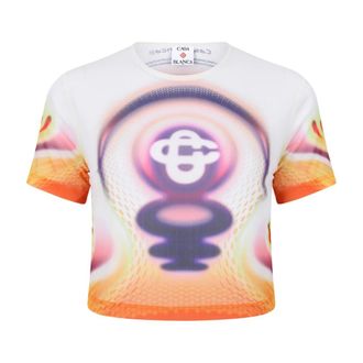 Casablanca Multicolor Graphic Print Crop Top - female - Casablanca - T-Shirts - Multicolor - S - Tops