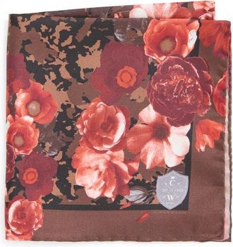 Clifton Wilson Red & Brown Floral Silk Pocket Square at Nordstrom
