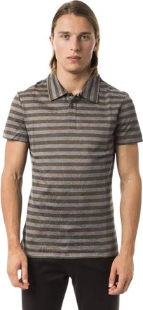 Byblos Polo Shirts, male, Gray, Size: XL Gray Striped Cotton Polo Shirt