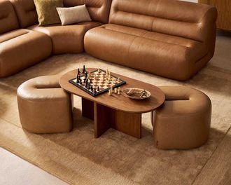 Castlery Hugg Nesting Rectangular Coffee Table, Lugano Caramel Chestnut for Brown