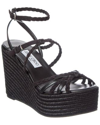 Jimmy Choo London Nyra 100 Raffia & Suede Sandal