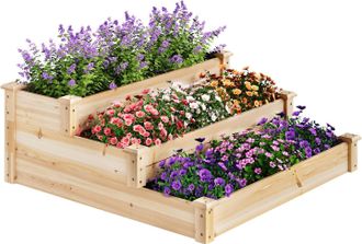 Woltu Woltu Jardinero De Madera Para Exterior, Jardinera De 3 Niveles Para Cultivar Flores, Hierbas Y Frutas, Ideal Para Balc&oacute;n, Jard&iacute;n Y Patio