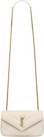 Saint Laurent White Loulou Mini Crossbody Bag