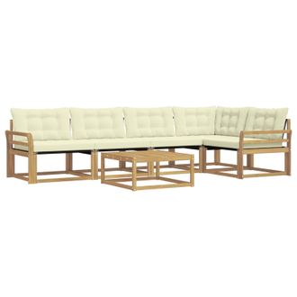vidaXL Conjunto De Sof&aacute;s De Exterior 6 Pcs Blanco Y Crema Vidaxl