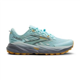 Brooks Womens Cascadia 19 Running Shoes In Clearwater Primer Grey Apricot