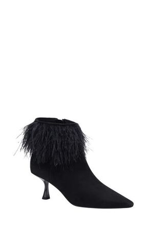 Kate Spade New York marabou pointed toe bootie in Black at Nordstrom, Size 8.5