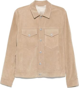 Eleventy Taupe Su&egrave;de Jas met Knoopsluiting - Heren - Zomerjassen - Bruin - 3XL - Su&egrave;de - Jassen