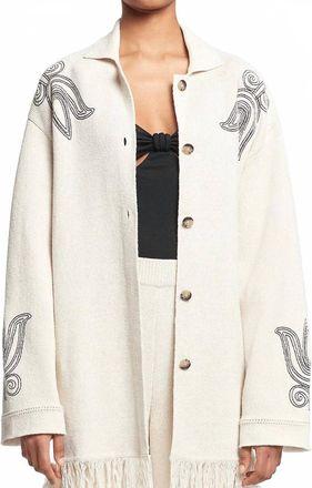 Nanushka Dillian Linen Cardigan In White