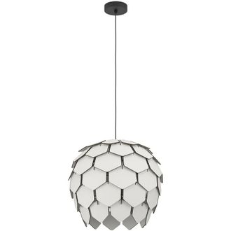 Eglo Eglo - Lampadario a Sospensione Moderno Mattanza Acciaio Nero Legno 1 Luce E27