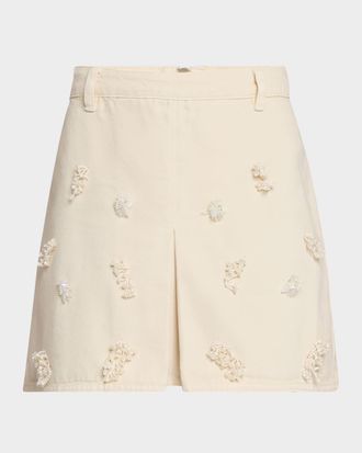Self Portrait Womens Soft Knit Mini Skirt in Ivory | Size