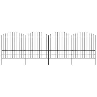 Berkfield Home Garden Fence with Spear Top Steel (1.75-2)x6.8 m Black
