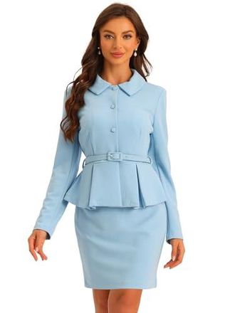 Ensemble Tailleur 2 Pièces Femme - Blazer Et Jupe Crayon Fendue - Tenue De Bureau Élégante Et Professionnelle