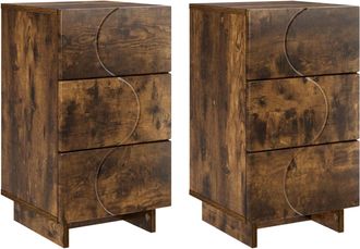 vidaXL Mesa De Noche 2 Pcs Roble Ahumado 33,5 X 34,5 X 60 Cm Vidaxl