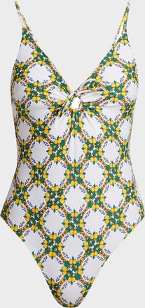 Milly Lemon Tile Ring One-Piece Swimsuit