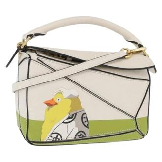 Loewe Pre-owned Mini Handtas - Dames - Pre-owned - Wit - Maat: ONE Size Leer