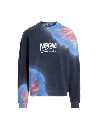Msgm Mens Logo Print Tie Dye Sweatshirt By Burro Studio