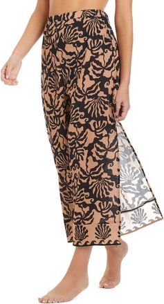 Sanctuary Side Slit Crop Cotton Cover-Up Pants in Black at Nordstrom, Size X-Small