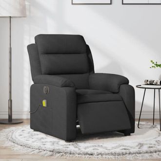 vidaXL vidaXL Poltrona Massaggiante Reclinabile Elettrica Nera in Tessuto