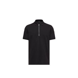 Moncler Moncler Logo Cotton Piquet Half-zip Polo Shirt, Men, Black, Size: 3xl